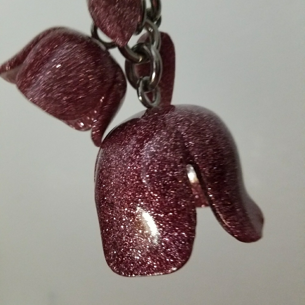 Glittery pink flower Coach bag charm