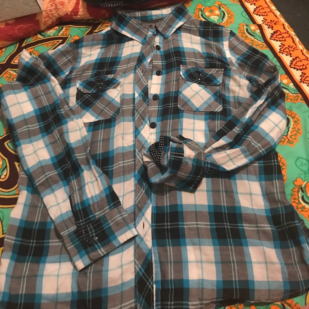 Blue plaid shirt