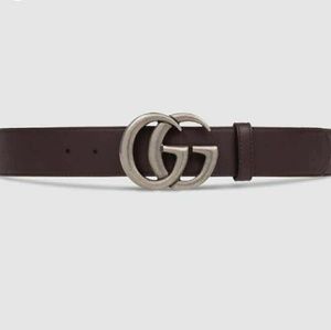 Gucci leather belt with double G buckle