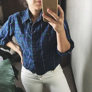VINTAGE/ cropped denim button down VINTAGE/ cropped denim button down