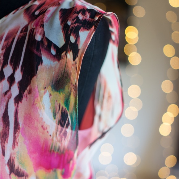 Colorful Ellen Tracy flutter sleeve pleated dress - Picture 3 of 8