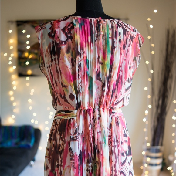 Colorful Ellen Tracy flutter sleeve pleated dress - Picture 6 of 8