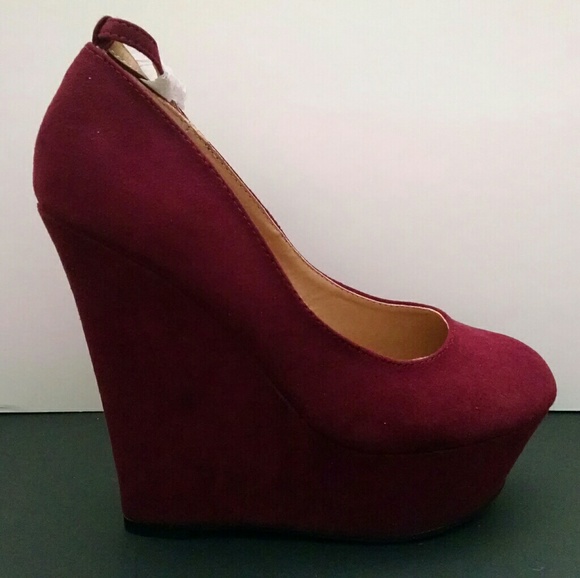 JustFab Else Burgundy Wedge - Picture 2 of 8