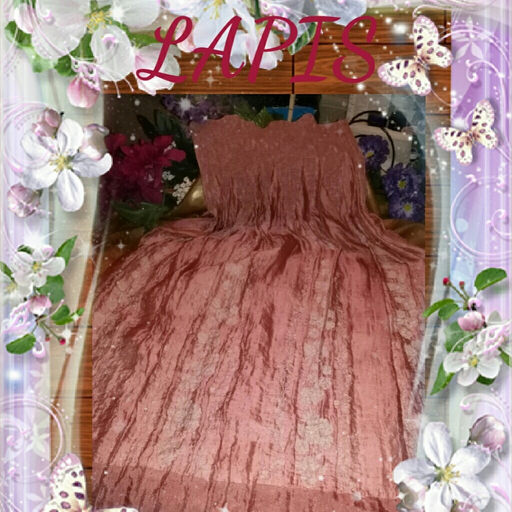 Lapis Long Pink Skirt w/Elastic Waist. One Size