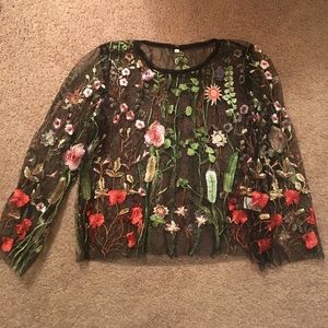 Black sheer long sleeve shirt