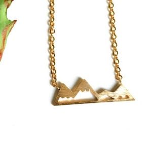 Mountain Charm Necklace, Gold Plated - Mountains!