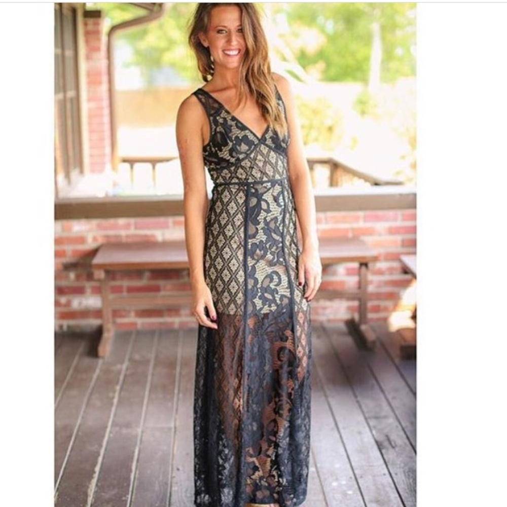 black lace maxi dress