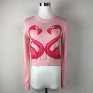 H&M Cropped Sweater Flamingo Long Sleeve Pink H&M Cropped Sweater Flamingo Long Sleeve Pink