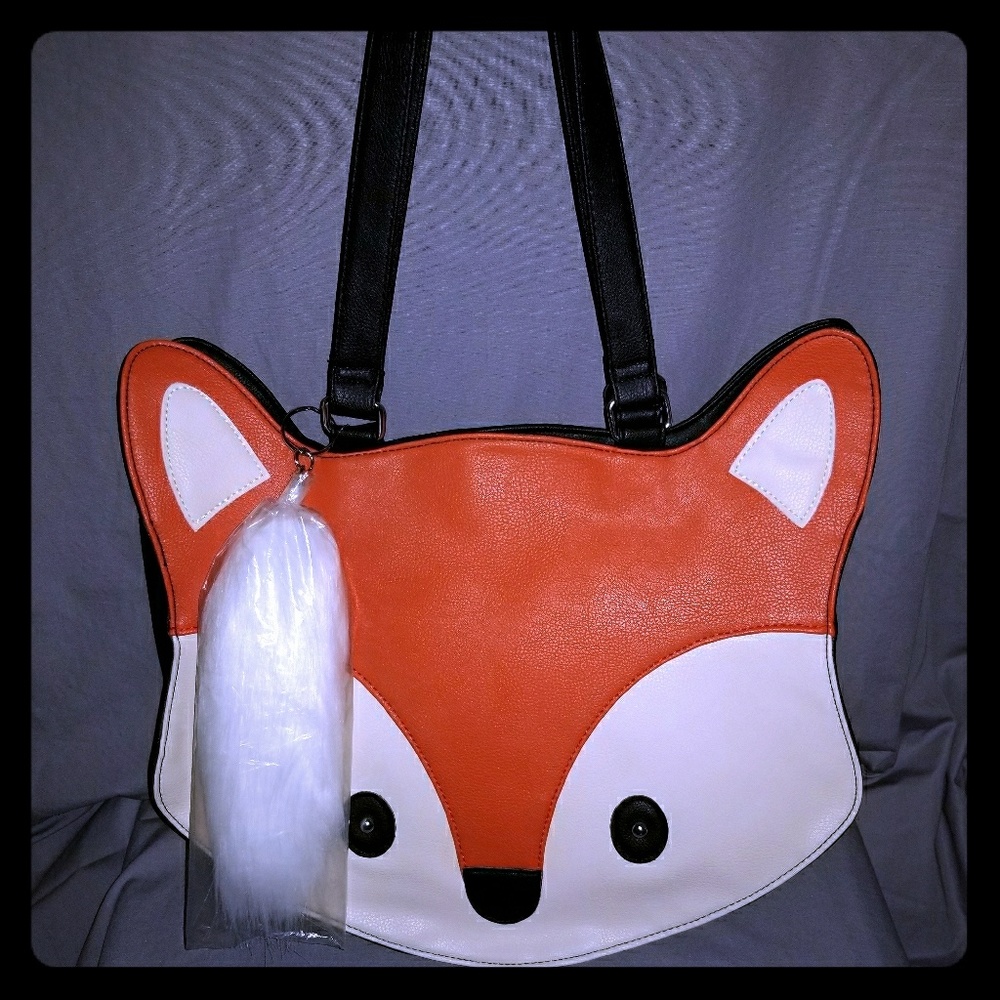 Fox purse w/ detachable furry tail keychain [NWT]