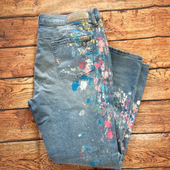 seven7 jeans seven 7 paint splatter girlfriend size 16 poshmark seven jeans size 16
