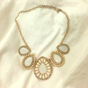 Gold and ivory embellished statement necklace