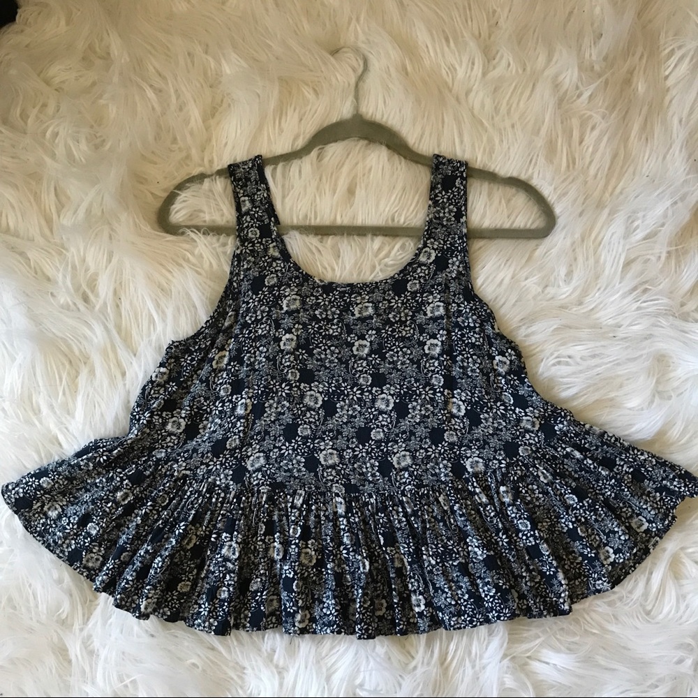 Floral Navy Tank Top