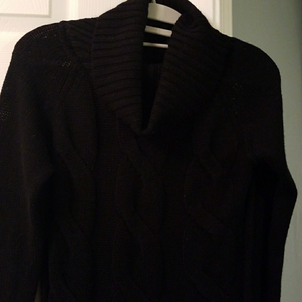 Warm and cozy black cable knot sweater dress