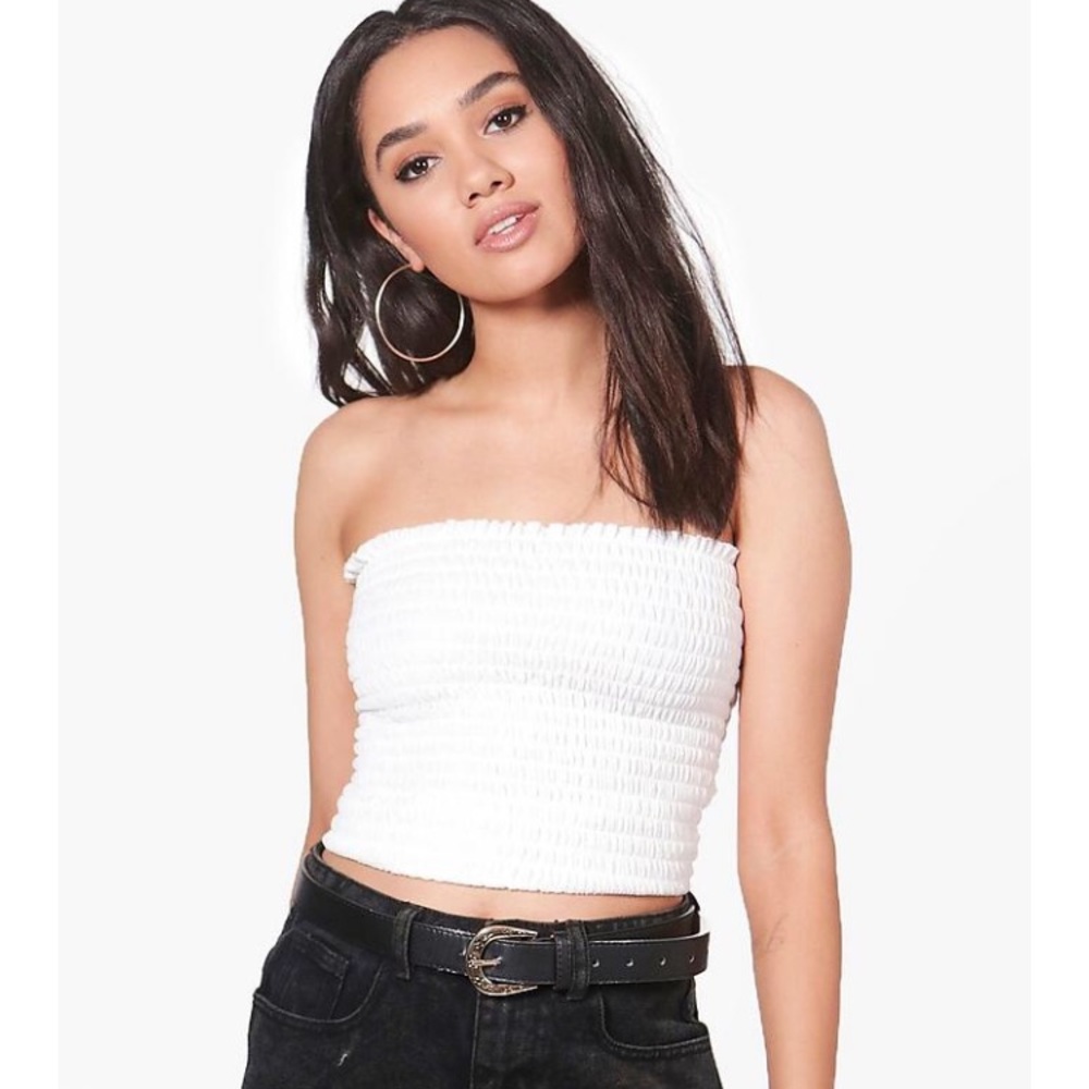 Boohoo Petite Lisa Shirred Tube Top
