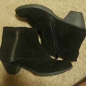 Suede black ankle boots
