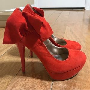 Red pump heels