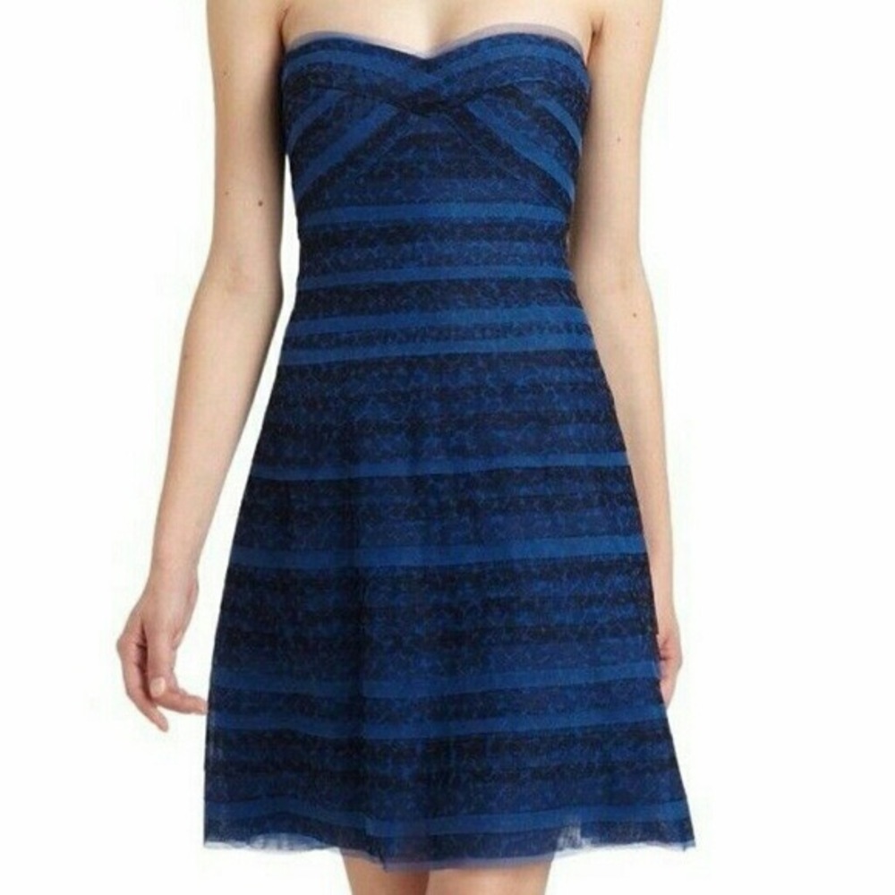 BCBG strapless blue cocktail dress