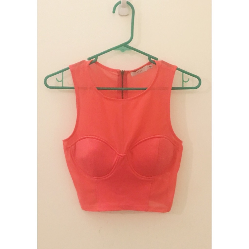 Peach Salmon Pink Orange Crop Top Size Small