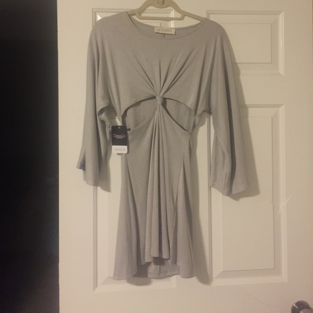 Cut out grey mini dress