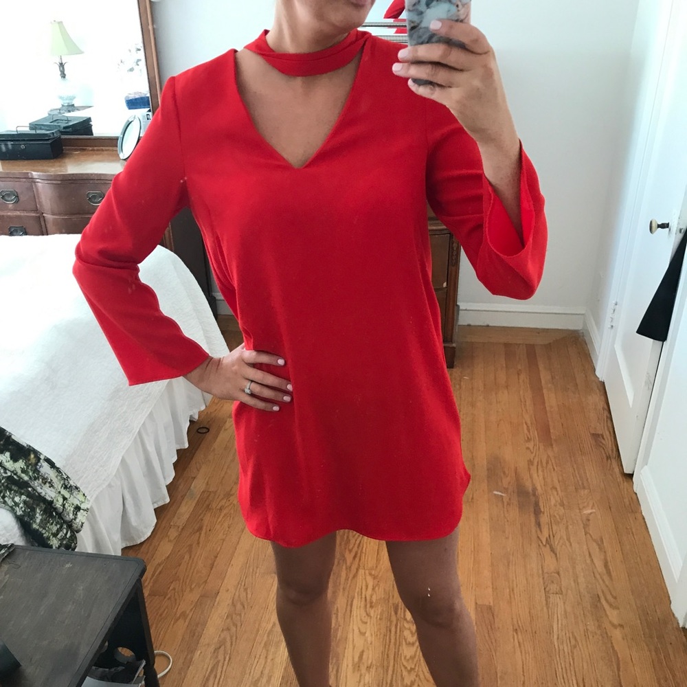 Red topshop v neck dress