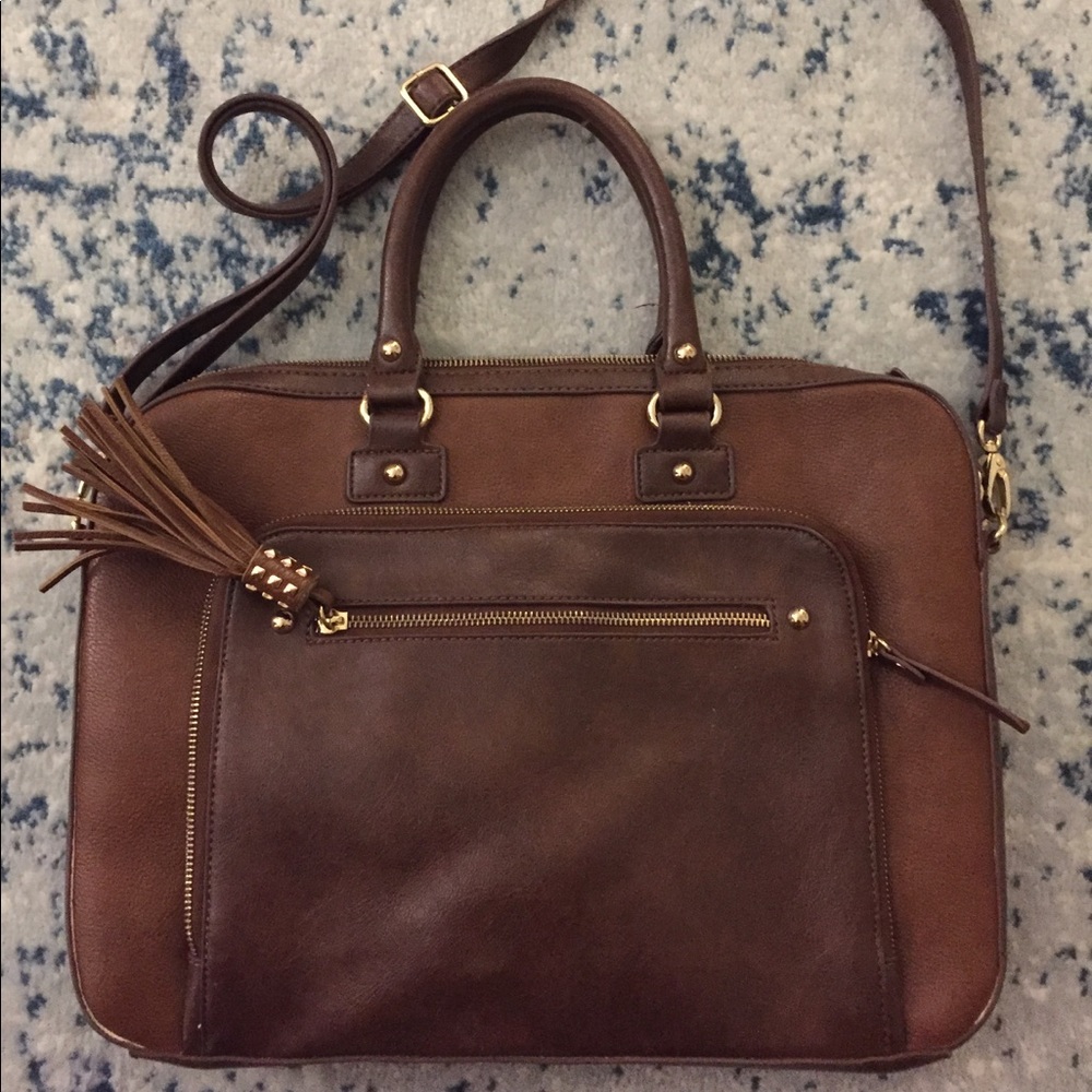 Aldo brown leather laptop bag