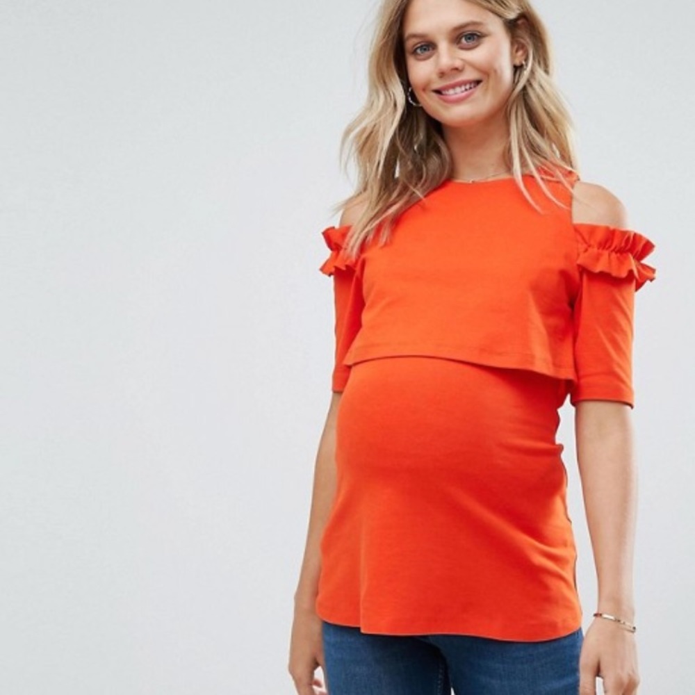 Maternity NURSING Cold Shoulder Top