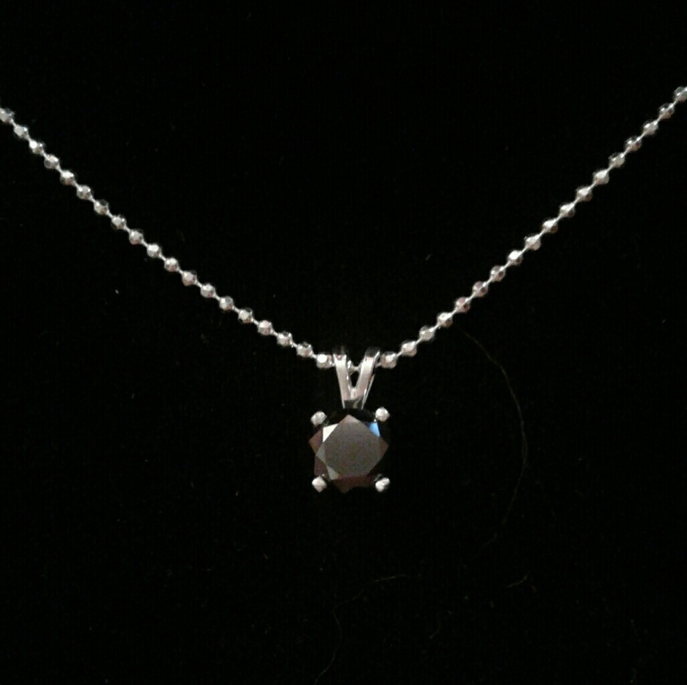 💎SALE💎NWT/COA Natural Blk Diamond Solid925 16"Nk - Picture 2 of 8