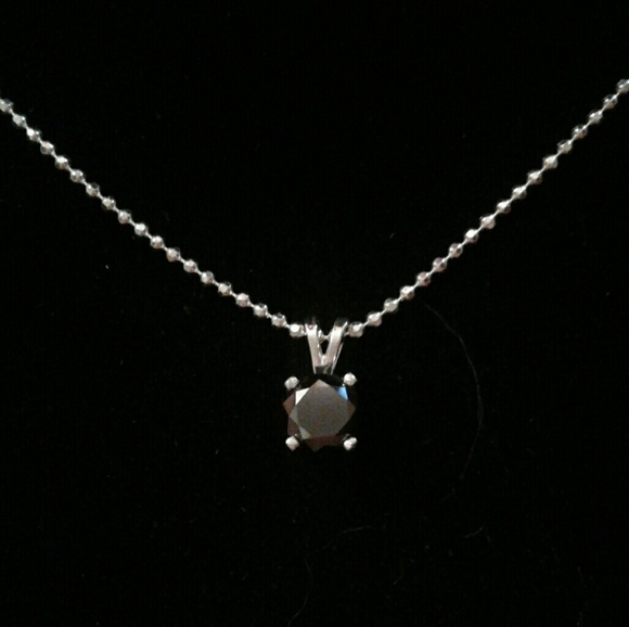 💎SALE💎NWT/COA Natural Blk Diamond Solid925 16"Nk - Picture 2 of 8