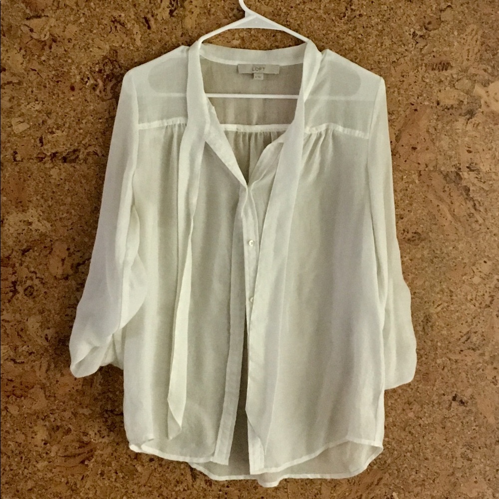 Loft Sheer Tie Neck Blouse