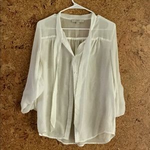 Loft Sheer Tie Neck Blouse