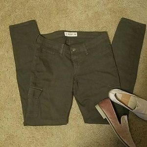 Army green skinny cargo pants