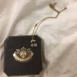 Juicy Couture gold rhinestone cherry necklace
