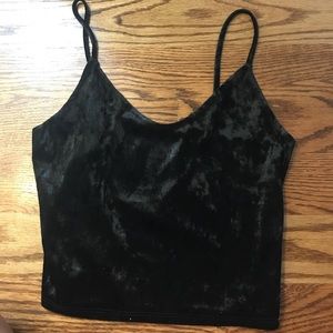 Black crushed velvet cropped tank top Black crushed velvet cropped tank top