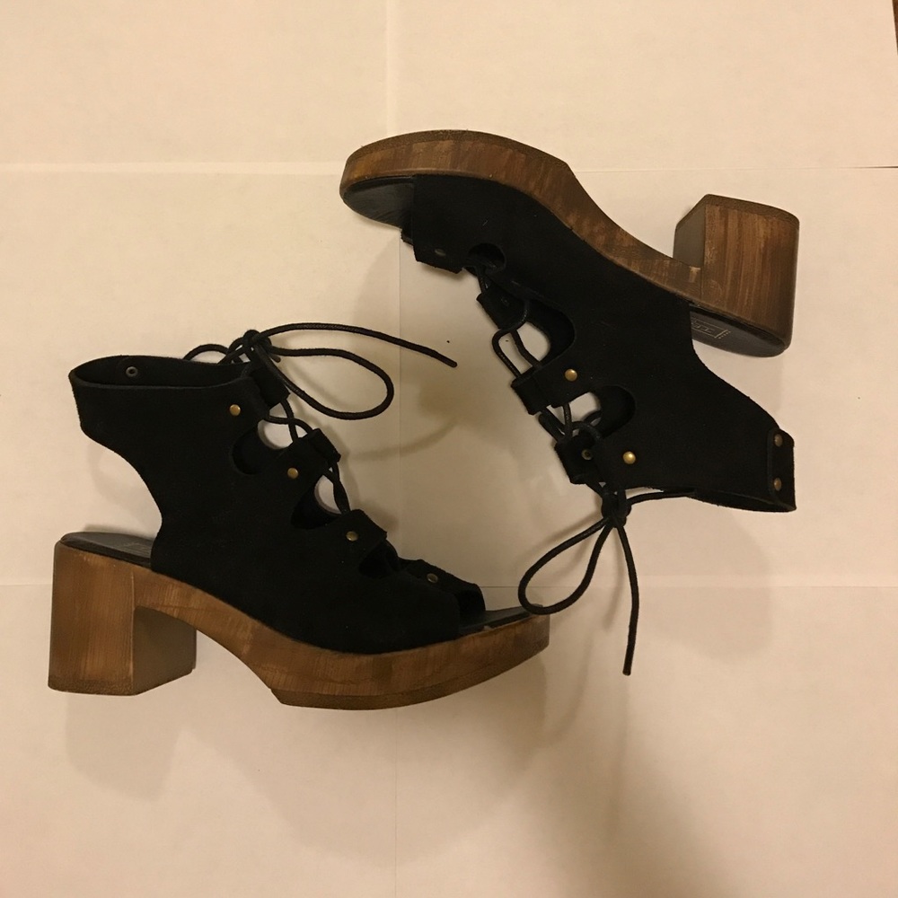 Black Heeled Suede Sandals