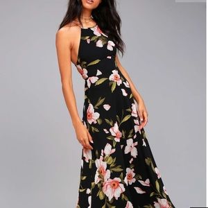 Adventure seeker black floral maxi dress. Lulus XS