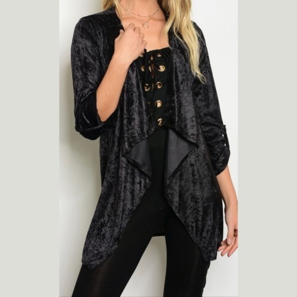 HP  Crushed Velvet Robe Style Cardigan Tie Waist - Picture 2 of 3