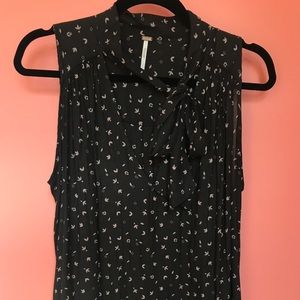Black silky sleeveless top