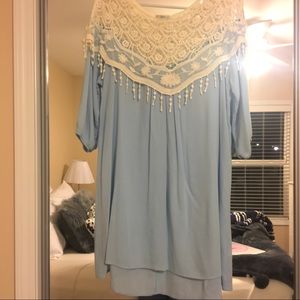 Blue Boho Shift Dress