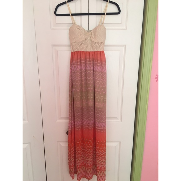 Crochet & Sheer Maxi Dress - Picture 1 of 3
