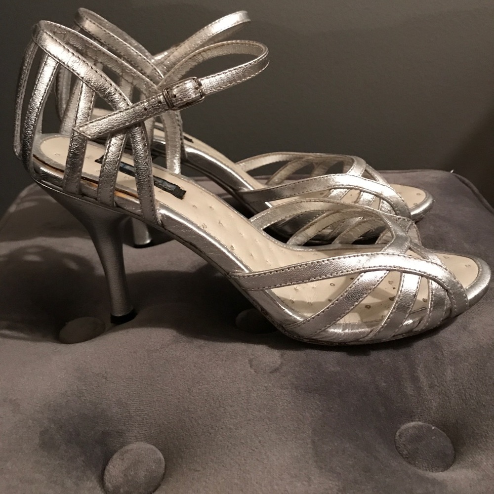 Denty Silver Strap Heel