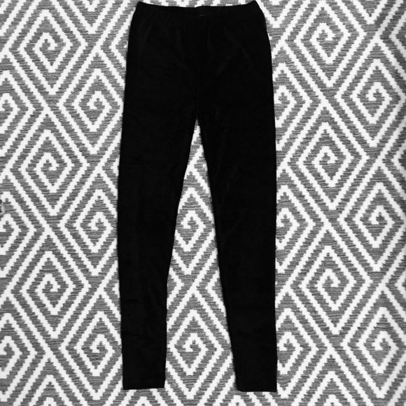 Crushed Velvet Leggings One Size Velour Black - Picture 5 of 8