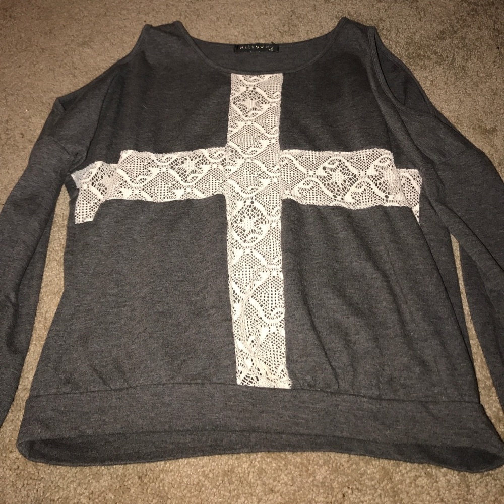 open shoulder long sleeve! NEVER WORN