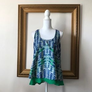 Maeve anthropologie green blue ikat tank blouse, M Maeve anthropologie green blue ikat tank blouse, M