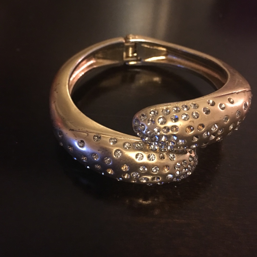 Ann Taylor gold cuff bracelet with rhinestones