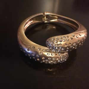 Ann Taylor gold cuff bracelet with rhinestones