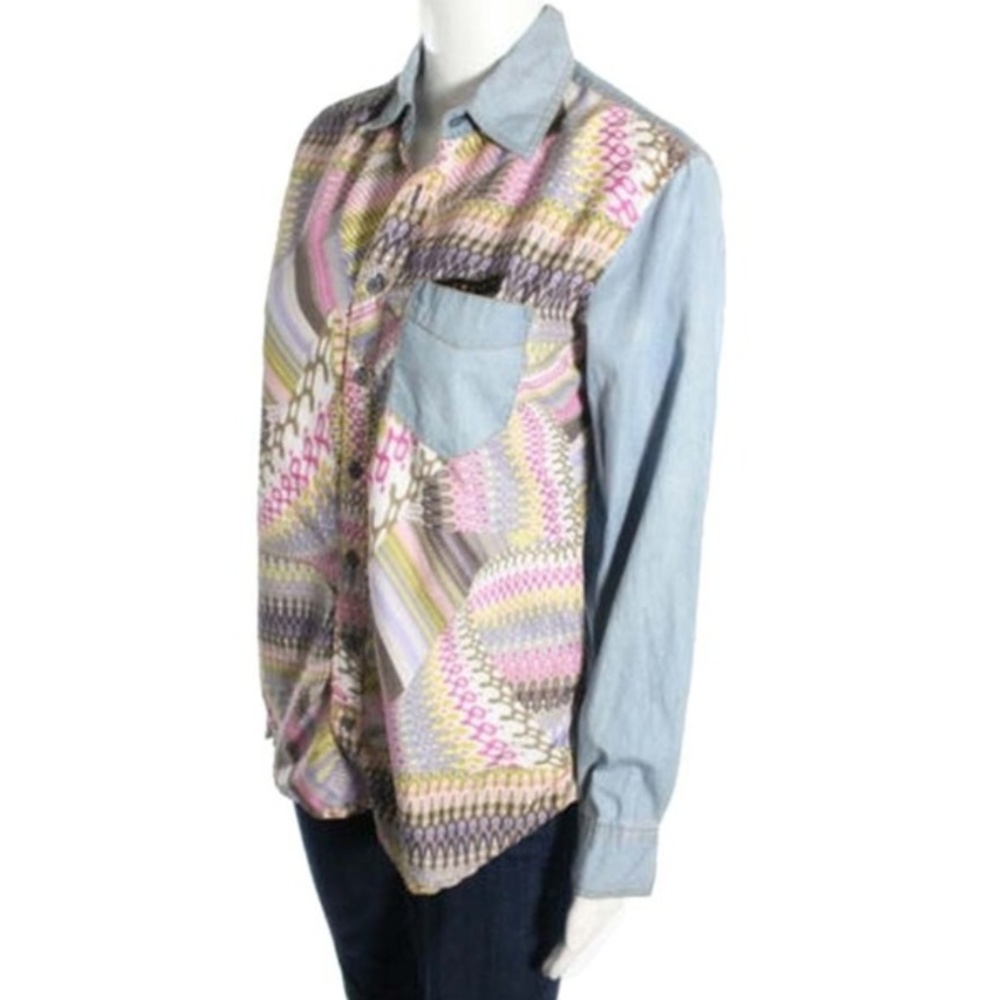 Stone Craft Multi Denim Button Up Jeans Shirt