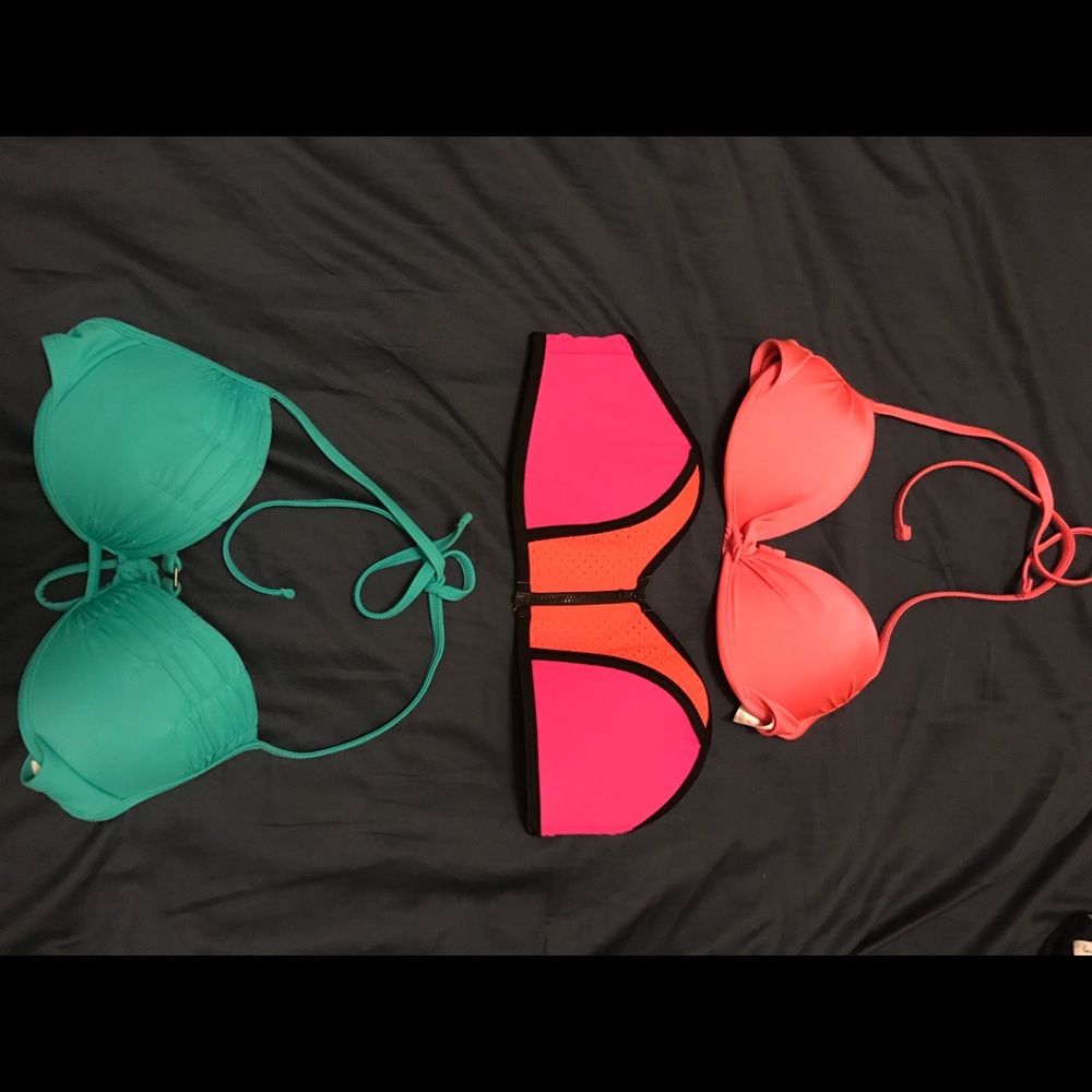 Three bathing suit tops