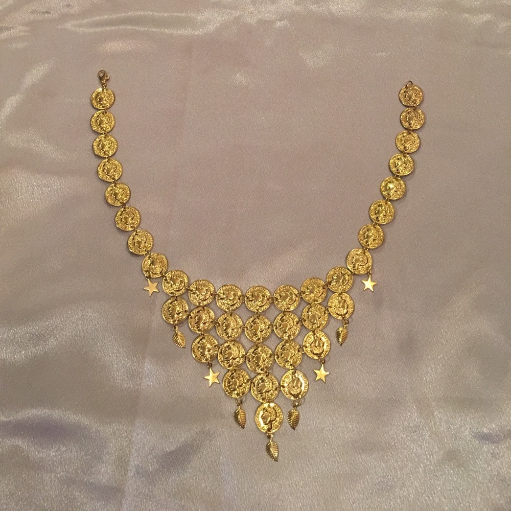 Gold French Coin Mardi Gras Necklace