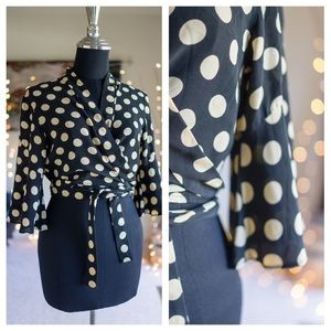 Vintage black and cream polka dot wrap bolero