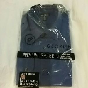 GEORGE Men's Sz Med Long Sleeve Blue Dress Shirt